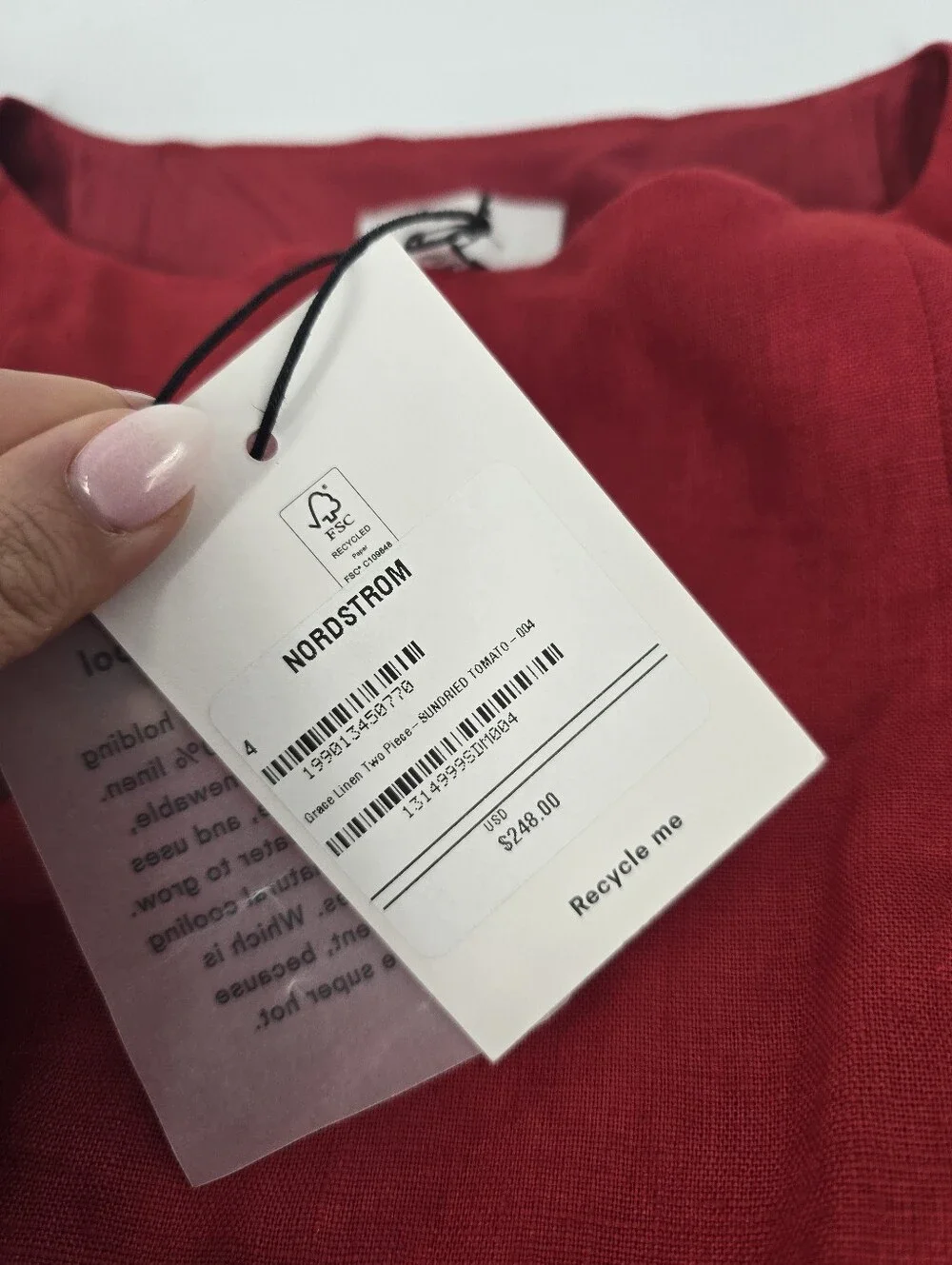 Reformation Grace Linen Two Piece Skirt Set in Sundried Tomato Red Size 4 NEW